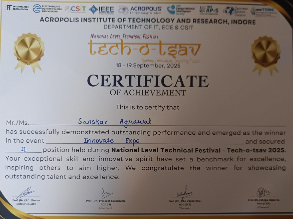 Innovate Expo Certificate